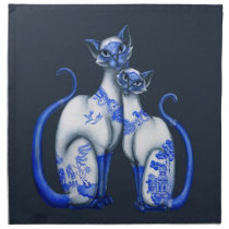 Blue Willow Siamese Cats Napkins
