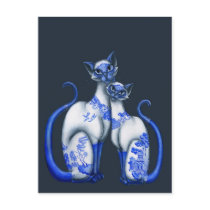 Blue Willow Siamese Cats postcards