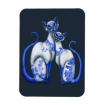 Blue Willow Siamese Cats premium magnets