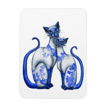 Blue Willow Siamese Cats premium magnets