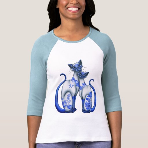 Blue Willow Siamese Cats Shirt