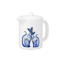 Blue Willow Siamese Cats teapots