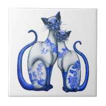 Blue Willow Siamese Cats tiles