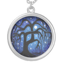 Blue willow tree, moon~Necklace necklaces
