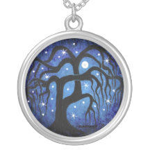 Blue willow tree, moon~Necklace