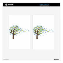 Blue Windy Tree Owl Kindle Fire Decal