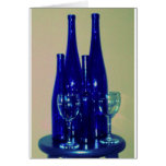 Blue Wine Bottles, accented cards