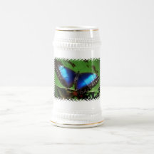 Blue Wing Butterfly Beer Stein Mug