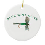 Blue Wing Olive Fly - White Christmas Tree Ornaments