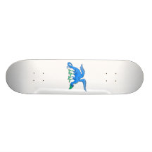 Blue Winged Bird Dragon Skateboard