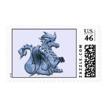 Blue Winged Dragon Postal Stamp