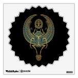 Blue Winged Egyptian Scarab Beetle with Ankh Black Wall Graphic