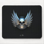Blue Winged Skull Mouse Pad