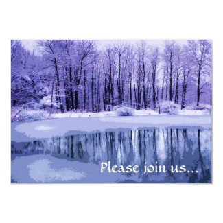 Blue Winter Pond Christmas Party Invitation