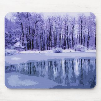 Blue Winter Pond Mousepads