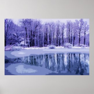 Blue Winter Pond Posters