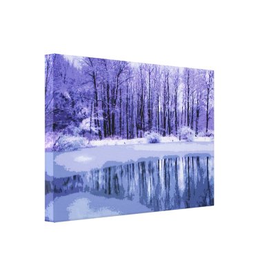 Blue Winter Pond Stretched Canvas Prints