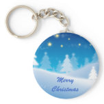 Blue Winter Scene Christmas gifts Key Chains