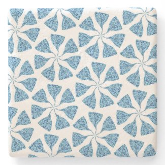 Blue Winter Snowflake Pattern Pinwheel Stone Beverage Coaster