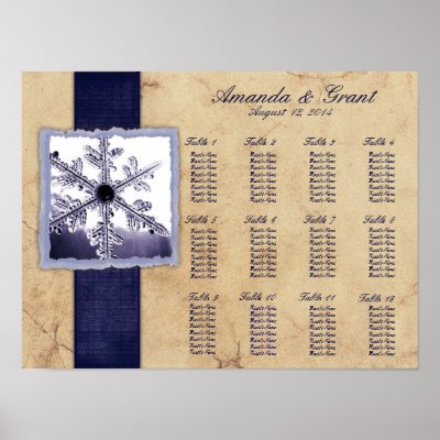 Blue Winter Snowflake Wedding Seating Chart Poster by TheBrideShop