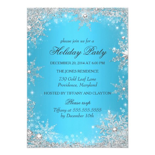 Blue Winter Wonderland Christmas Holiday Party Custom Invites