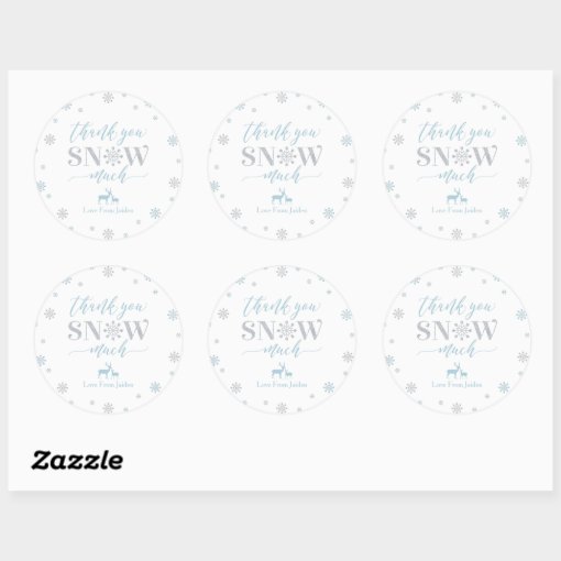 Blue Winter Wonderland Thank You Snow Much Sticker Zazzle