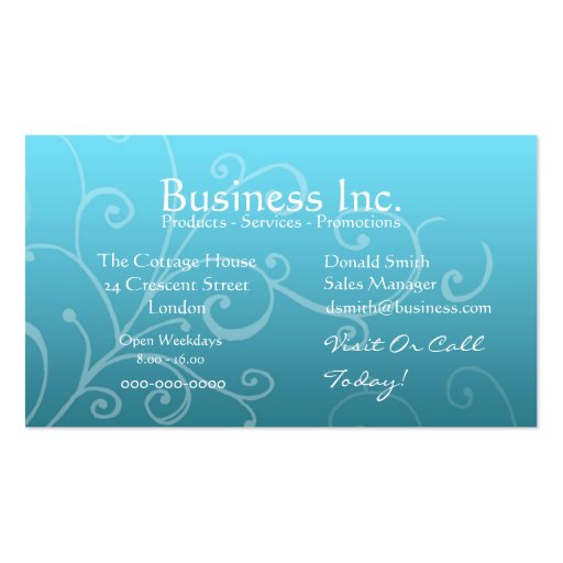 Blue with Decorative Swirl Business Card