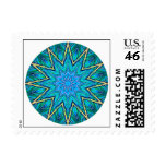 Blue with Green Crystal Mandala Postage