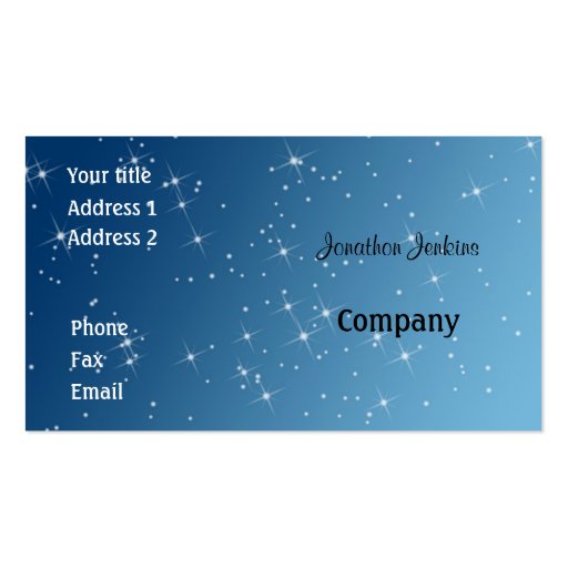 Blue with sparkles business cards (front side)
