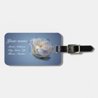 Blue with White Flower Luggage Tag