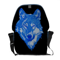 Blue Wolf Head Rick Shaw  Messenger Bag rickshaw messenger bags