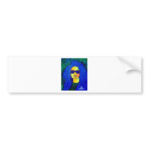Blue Woman Sunglasses by Piliero bumper stickers by piliero Blue Woman Sunglasses by Piliero bumper stickers