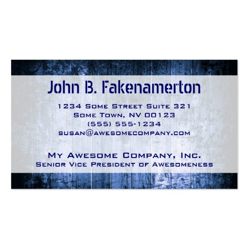 Blue Wood Look Business Card (front side)