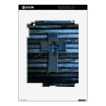 Blue Wooden Cross Decal For iPad 2
