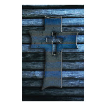 Blue Wooden Cross Stationery Paper
