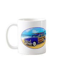 Blue Woodie on Golden Beach mugs