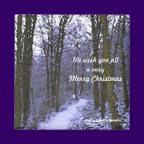 Blue Woods in Snow magnets by JenuArt Blue Woods in Snow magnets