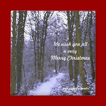 Blue Woods in Snow magnets by JenuArt Blue Woods in Snow magnets