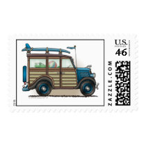 Blue Woody Wagon Stamps by art1st Blue Woody Wagon Stamps