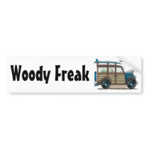 Blue Woody Wagon Woody Freak Bumper Sticker bumper stickers
