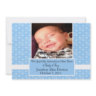 Blue Woven Baby Announcement zazzle_invitation
