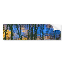 Blue & Yellow Abstract Reflections Patterned Bumper Stickers