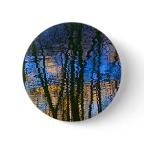 Blue & Yellow Abstract Reflections Patterned Pinback Buttons