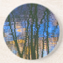 Blue & Yellow Abstract Reflections Patterned Drink Coaster