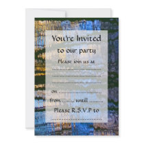 Blue & Yellow Abstract Reflections Patterned Announcement