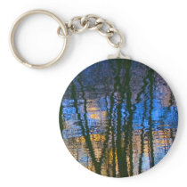 Blue & Yellow Abstract Reflections Patterned Key Chains