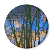 Blue & Yellow Abstract Reflections Patterned Fridge Magnet