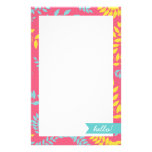 Blue Yellow and Pink Ferns Foliage Stationary Custom Stationery
