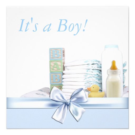 Blue Yellow Baby Boy shower Invitations