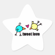 Blue & Yellow Birds "Tweet Love" WHITE Star Sticker